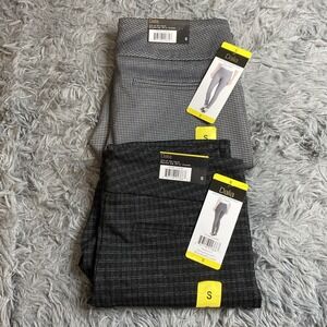 2 New Dalia Women's Sz S Pull On Pant with Tummy Control Char Navy/Blk Off-white